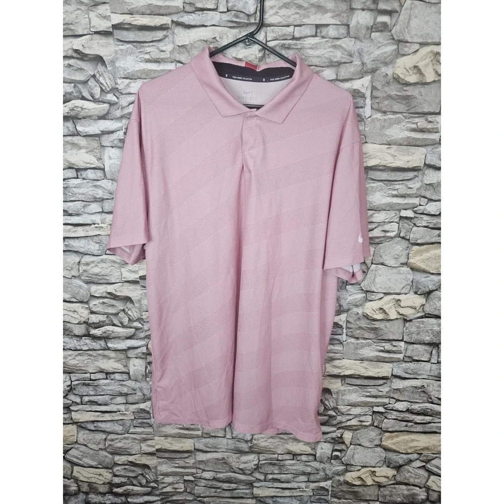 Nike Men's Dri-Fit Tiger Woods Collection Golf Polo Shirt Pink 2XL